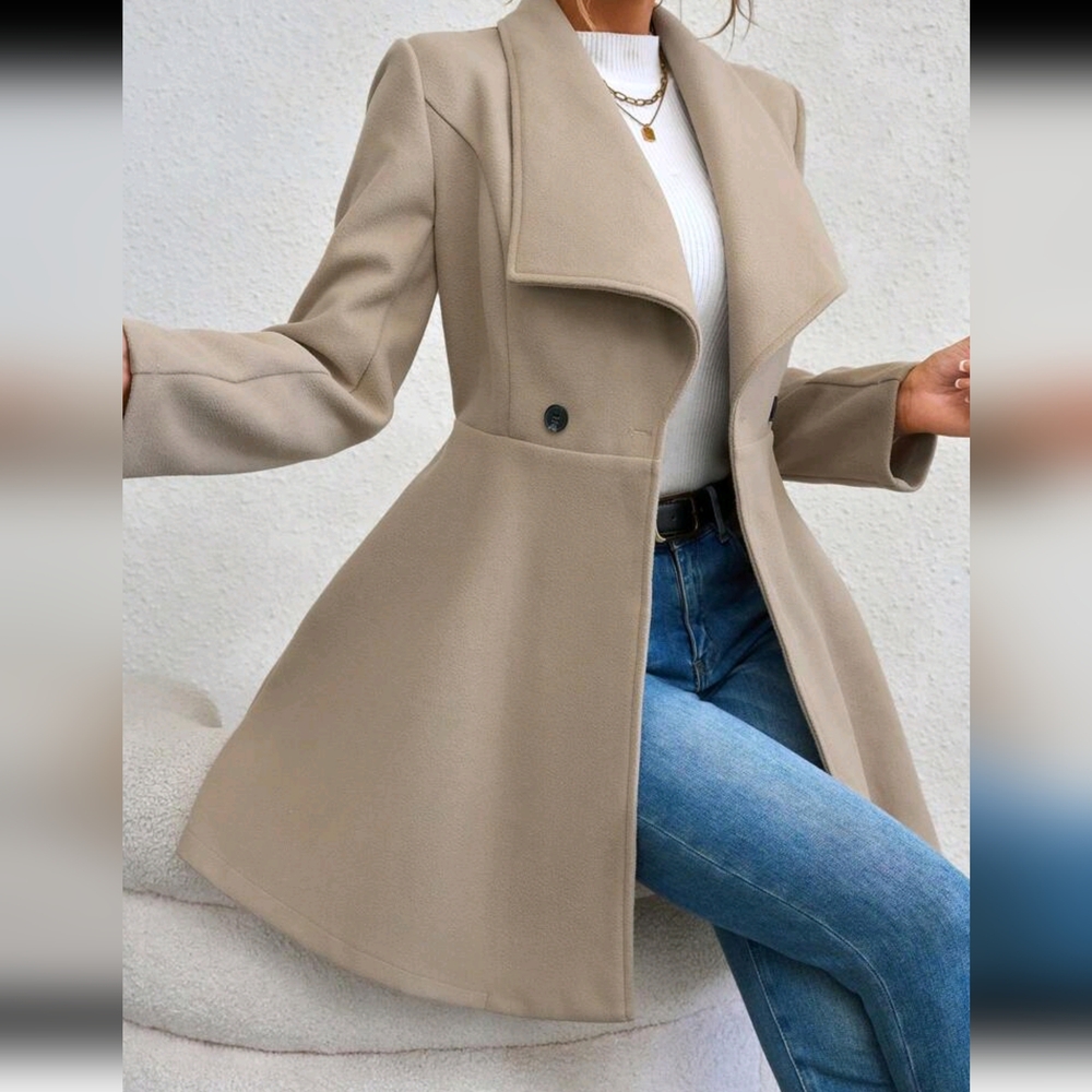 Waterfall Collar Double Button Overcoat - Picture 5 of 6